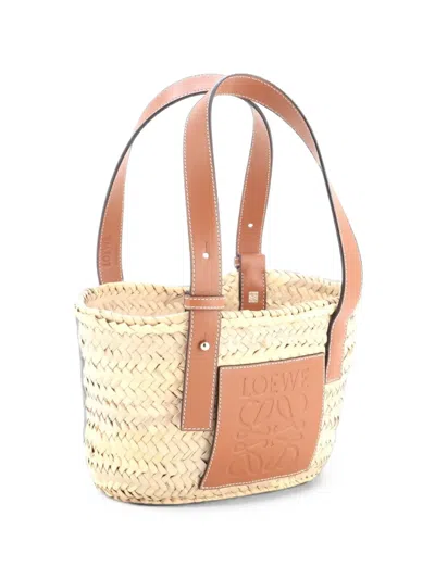 Pre-owned Loewe Basket Raffia Small Tote Bag In Brown