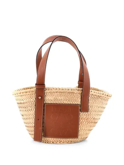 Pre-owned Loewe Basket Raffia Small Tote Bag In Brown