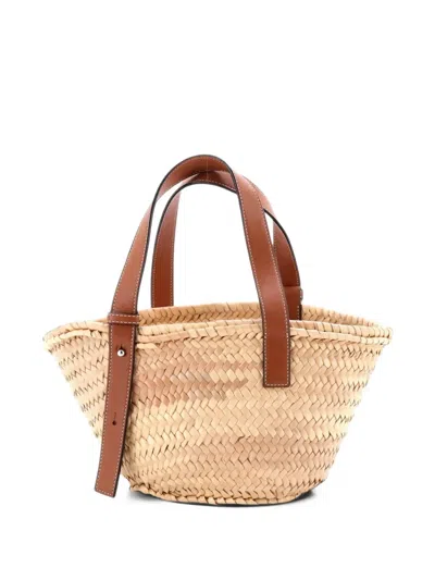Pre-owned Loewe Basket Raffia Small Tote Bag In Brown