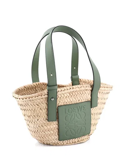 Pre-owned Loewe Basket Raffia Small Tote Bag In Green