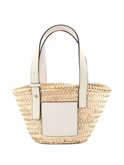 Pre-owned Loewe Basket Raffia Small Tote Bag In Neutral