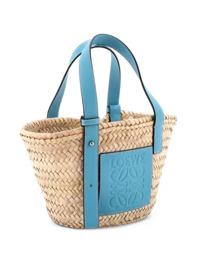 Pre-owned Loewe Basket Raffia Small Tote Bag In Neutrals