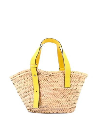 Pre-owned Loewe Basket Raffia Small Tote Bag In Yellow