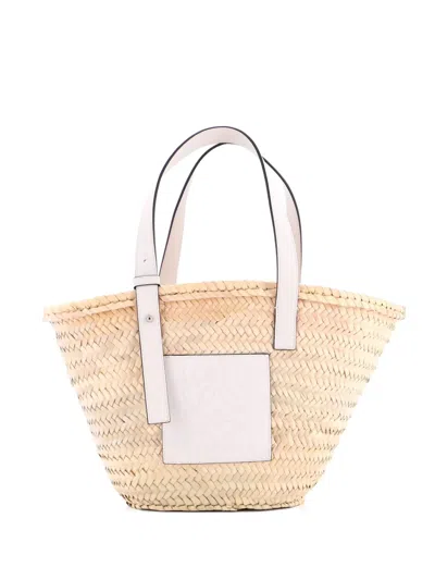 Pre-owned Loewe Basket Tote Raffia Large Bucket Bag In Neutral