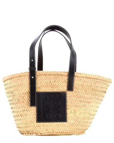 Loewe Basket Tote Raffia Medium (authentic Pre-loved) In Nude