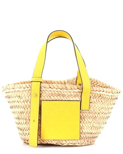 Loewe Basket Tote Raffia Small (authentic Pre-loved) In Neutral