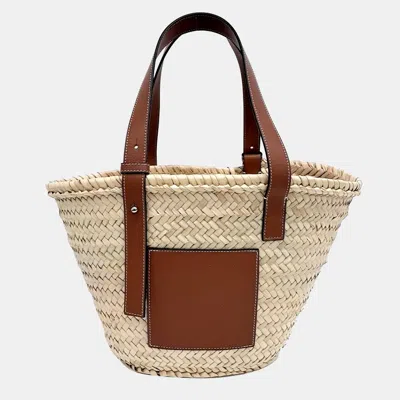 Pre-owned Loewe Basket Woven Tote Bag In Beige