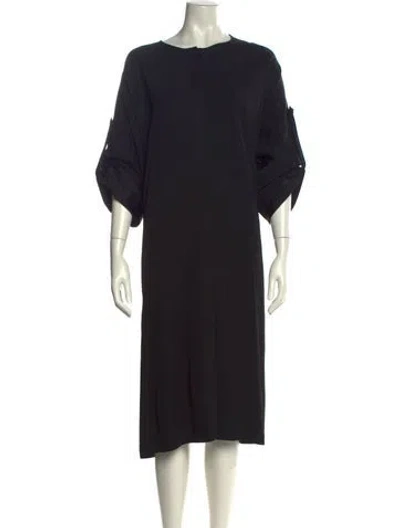 Pre-owned Loewe Bateau Neckline Midi Length Dress In Black