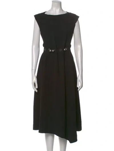 Pre-owned Loewe Bateau Neckline Midi Length Dress In Black