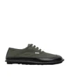 Loewe Bay Lace-up Shoes In Khaki Canvas And Leather Men