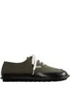 Loewe Bay Lace-up Shoes In Khaki Canvas And Leather Men In Green