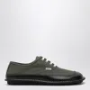 Loewe Bay Lace-up Shoes In Khaki Canvas And Leather Men In Green