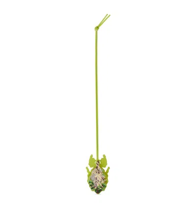 Loewe Beaded Leaf Insect Charm In Green