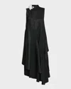 Loewe Beaded Ruffle Sleeveless Midi Dress In Black