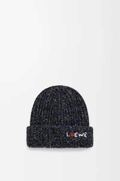 Loewe Beanie Aus Wolle, Seide Und Alpakawollmischung Für Frau In Blue