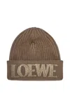Loewe Logo Embroidered Ribbed-knit Beanie In Brown