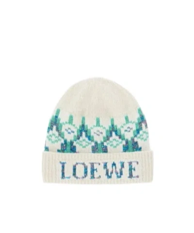 Loewe Beanie In Wool Blend In White