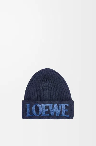 Loewe Beanie In Wool For Woman In Blue