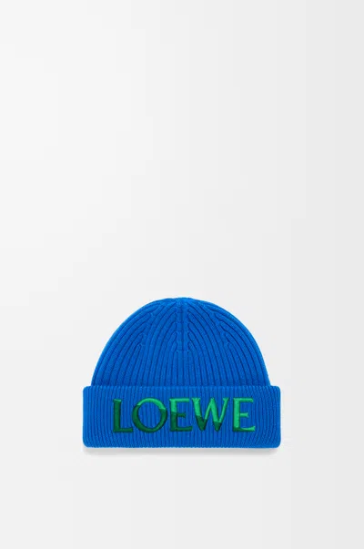 Loewe Beanie In Wool For Woman In Blue
