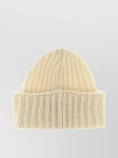 Loewe Beanie With Embellished Fold-over Cuff In Neutral