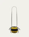 Loewe Bee Basket Bucket Bag In Raffia And Leather In Yellow Black