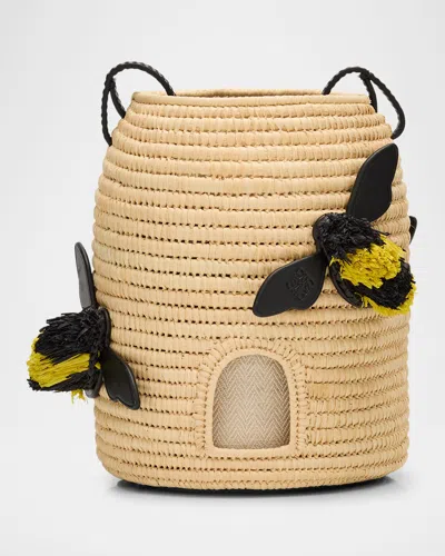 Loewe Beehive Basket Bucket Bag In Raffia In Natural