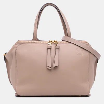 Pre-owned Loewe Beige Anagram Leather Zipper Bag In Sand