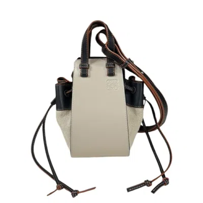 Pre-owned Loewe Beige Black Brown Leather Canvas Shoulder Bag () In Beige, Black, Brown