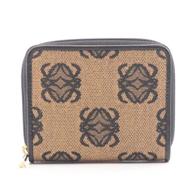 Pre-owned Loewe Beige Black Canvas Coin Purse/coin Case () In Beige, Black