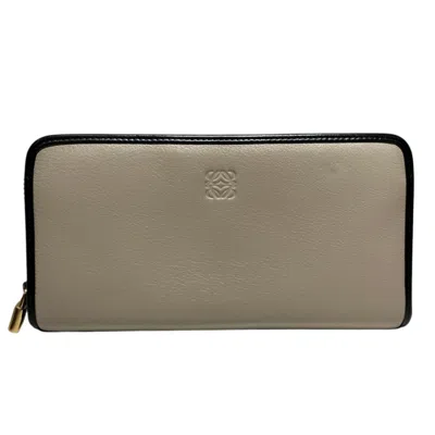 Pre-owned Loewe Beige Black Leather Long Wallet (bi-fold) () In Beige, Black