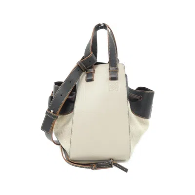 Pre-owned Loewe Beige Black Linen Leather Shoulder Bag () In Beige, Black