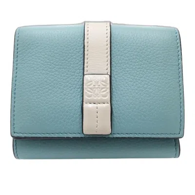 Pre-owned Loewe Beige Blue Leather Wallet (tri-fold) ()