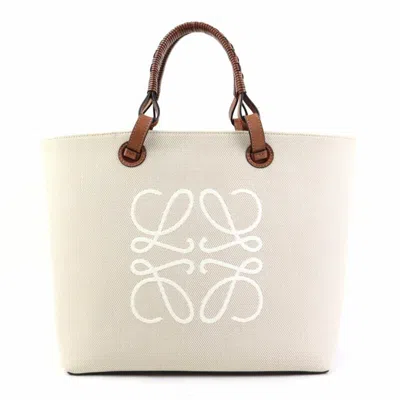 Pre-owned Loewe Beige Brown Canvas Leather Handbag Shoulder Bag ()