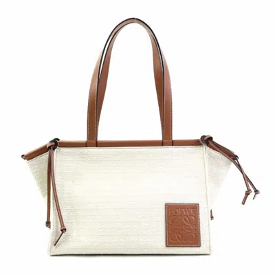 Pre-owned Loewe Beige Brown Canvas Leather Shoulder Bag ()