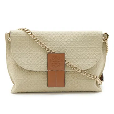 Pre-owned Loewe Beige Brown Canvas Leather Shoulder Bag () In Multi