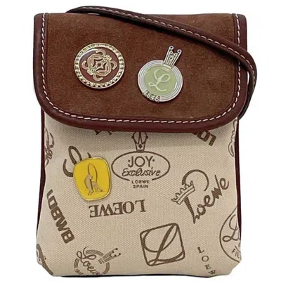 Pre-owned Loewe Beige Brown Canvas Leather Shoulder Bag () In Multi