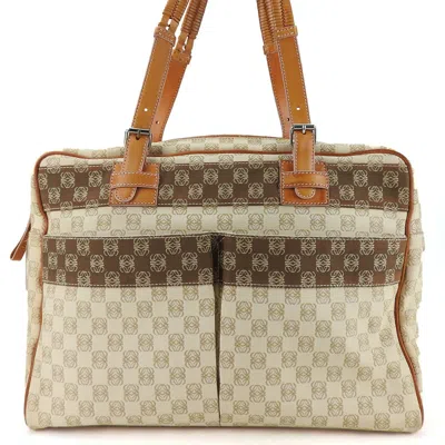 Pre-owned Loewe Beige Brown Canvas Leather Tote Bag ()