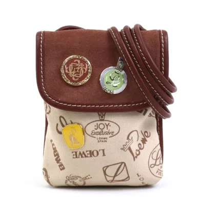 Pre-owned Loewe Beige Brown Canvas Suede Pochette Shoulder Bag () In Beige, Brown