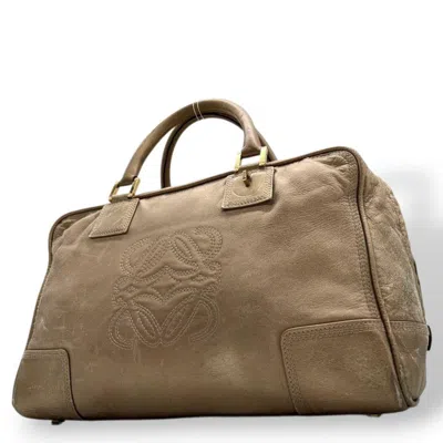 Pre-owned Loewe Beige Brown Leather Boston Bag Handbag () In Multi