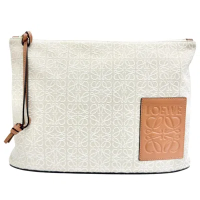 Pre-owned Loewe Beige Brown Leather Clutch Bag Pouch () In Beige, Brown