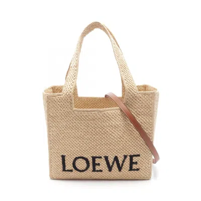 Pre-owned Loewe Beige Brown Raffia Leather Tote Bag ()