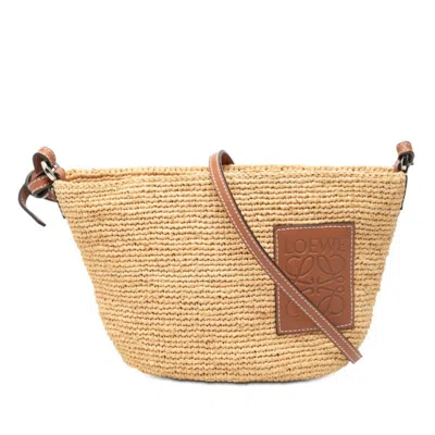 Pre-owned Loewe Beige Brown Raffia Shoulder Bag () In Multi