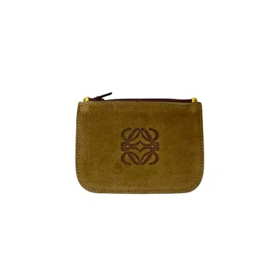 Pre-owned Loewe Beige Brown Suede Coin Purse/coin Case () In Multi