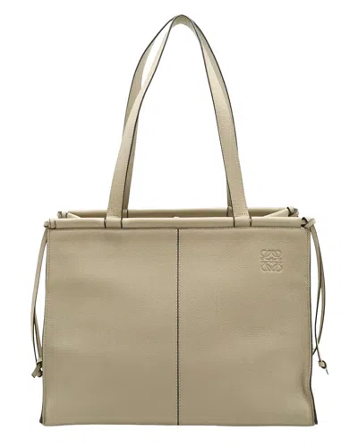 Pre-owned Loewe Beige Calfskin Cushion Medium Anagram Tote (authentic Pre-loved)