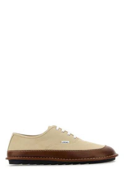 Loewe Beige Canvas Bay Sneakers In Beigebrown