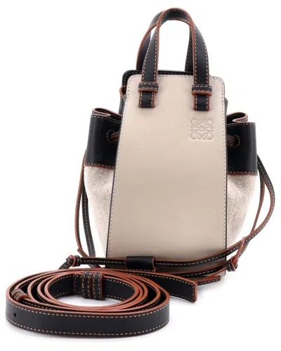 Loewe Beige Canvas Hammock Bag Mini (authentic Pre-loved) In Neutral