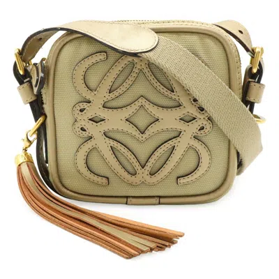 Pre-owned Loewe Beige Champagne Gold Canvas Leather Pochette Shoulder Bag ()
