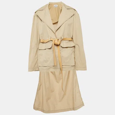 Pre-owned Loewe Beige Cotton Asymmetric Belted Trench Coat M