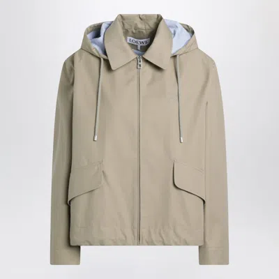 Loewe Beige Cotton Hooded Parka Women In Neutral