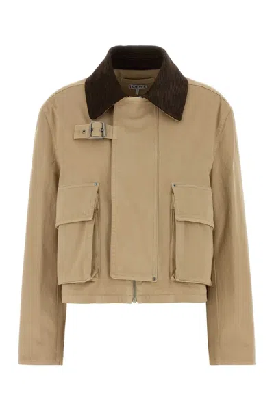 Loewe Beige Cotton Parka Coat In Neutral